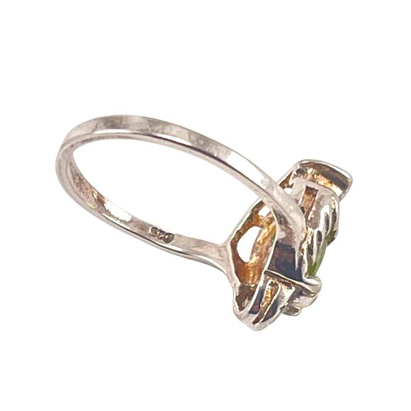 Vintage Sterling Silver Ring With Green Stone In Turtle Design Size 5.5 - Picture 9 of 9